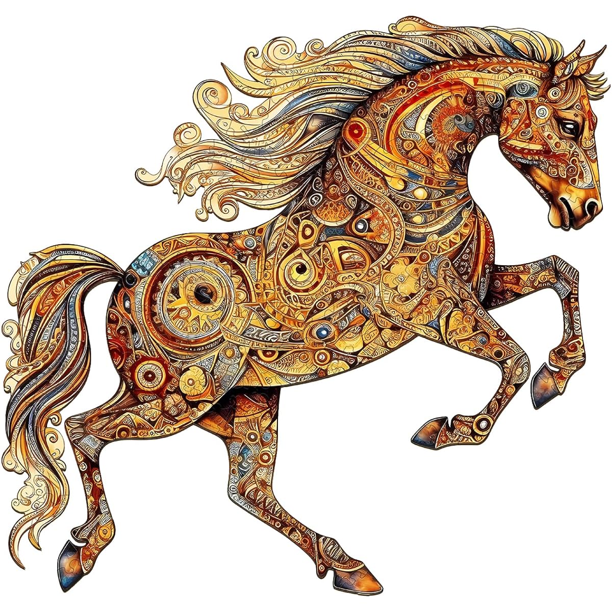 Jigfoxy Wooden Puzzle for Adults Horse Wooden Jigsaw Puzzle for Adults Unique Animal Shape Woodcut Puzzle for Family Friends (XL-21.6*20.5inch-720 Pieces)