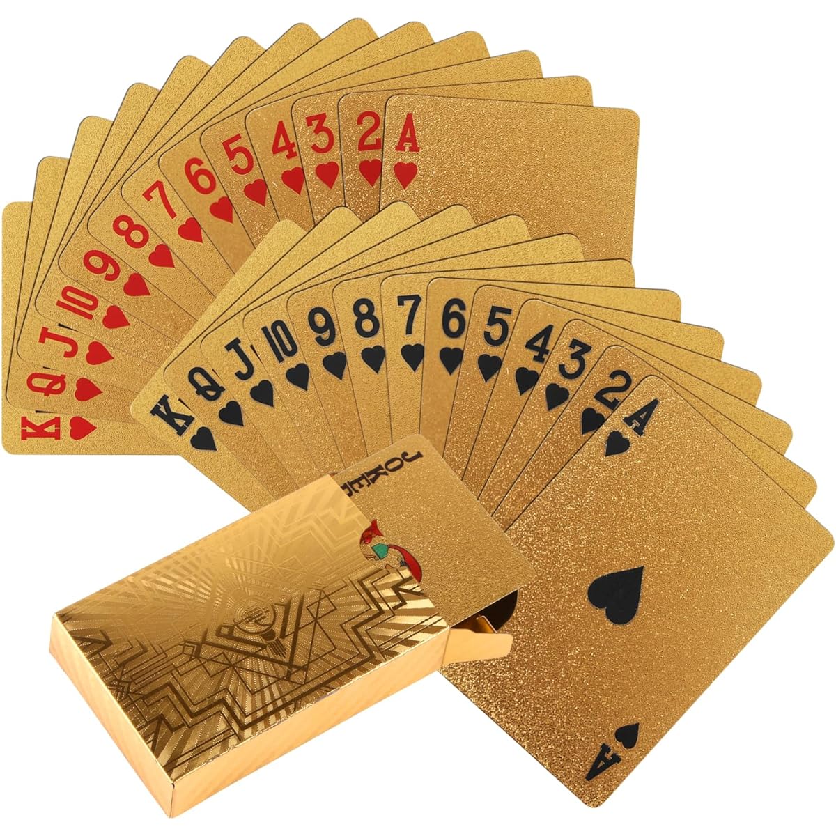 VIJIV Luxury Gold Poker Playing Cards Deck Waterproof Plastic Foil 1920 Gatsby Party Decor Game Gift for Adults 2 Pieces