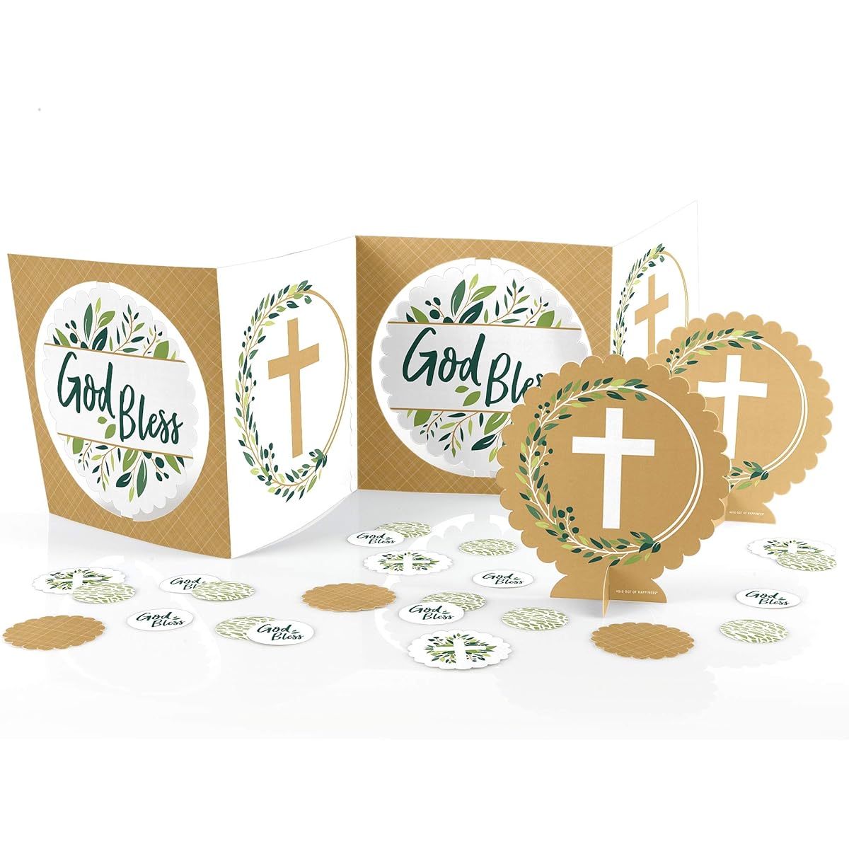 Big Dot of Happiness Elegant Cross - Religious Party Centerpiece and Table Decoration Kit
