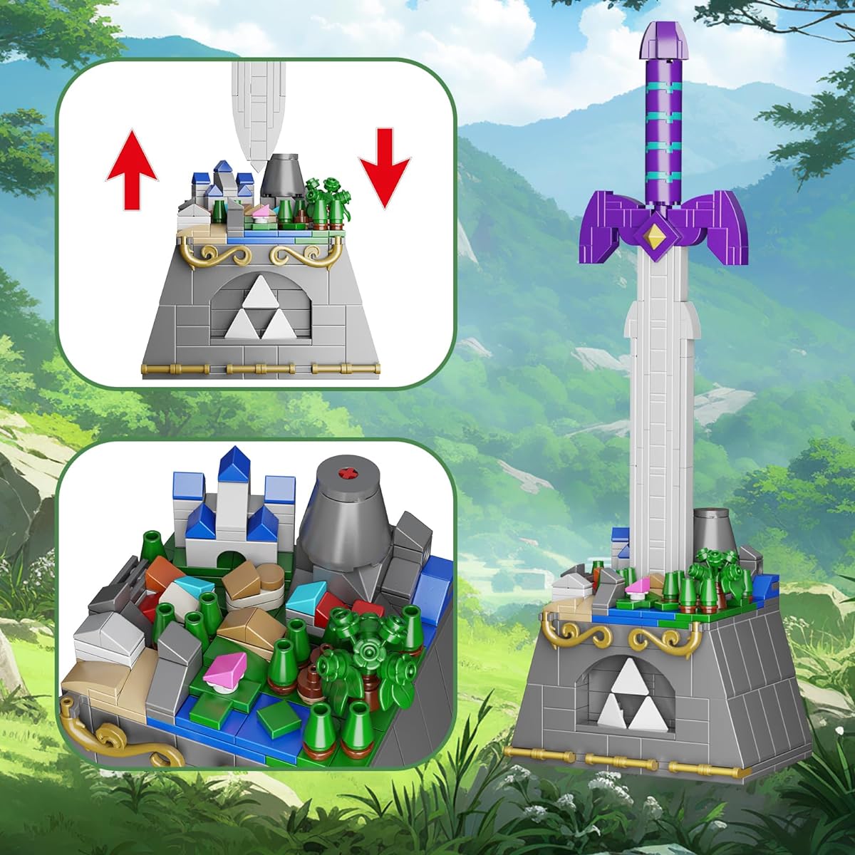 Master Sword Assembly Kit, Link Action Figure Building Set, Micro Hyrule Building Blocks Set, Birthday Party Decoration Supplies Compatible with Lego, Gift for Fans/Kids/Adults(562 Pieces)