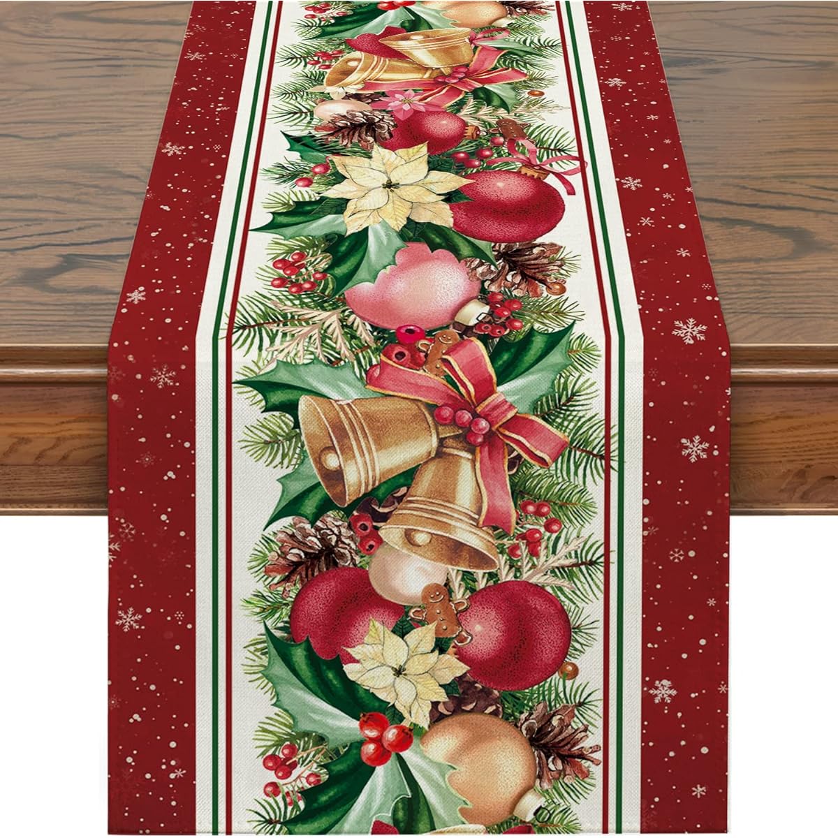 Siilues Christmas Table Runner Christmas Tree Decorations for Table Seasonal Christmas Winter Holiday Decor Indoor Outdoor Dining Table Decorations (13" x 108")