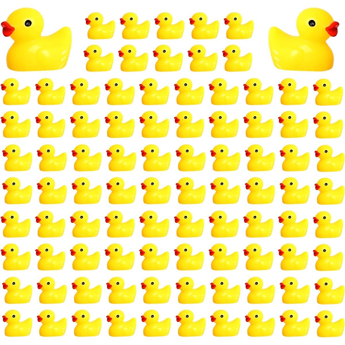 Tindobewan 100pcs Small Ducks Mini Resin Ducks Miniature Duck Figurines Ornament Craft Garden Aquarium Home Decoration (Yellow)