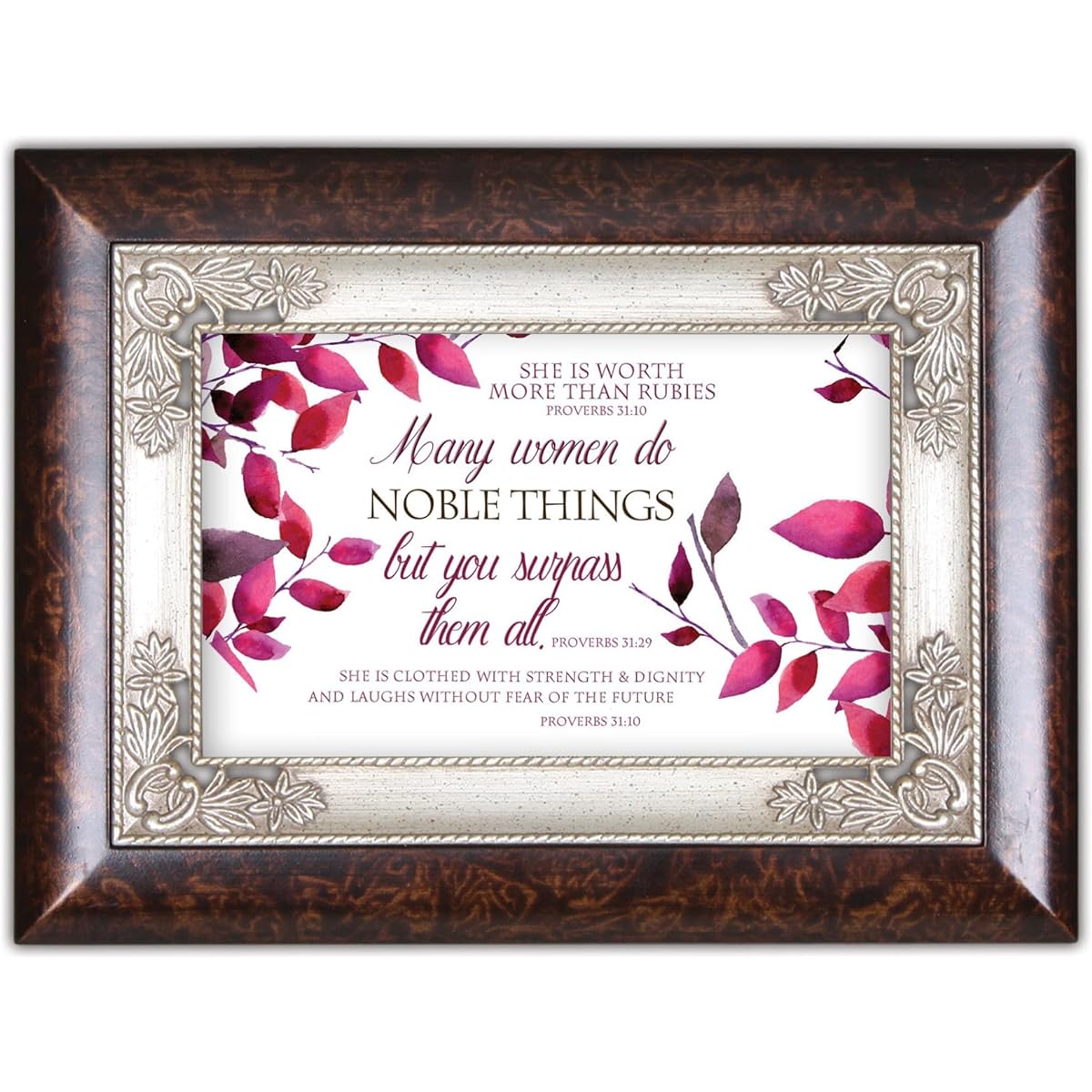 Cottage Garden Women's Noble Things Burlwood Jewelry Music Box Amazing Grace