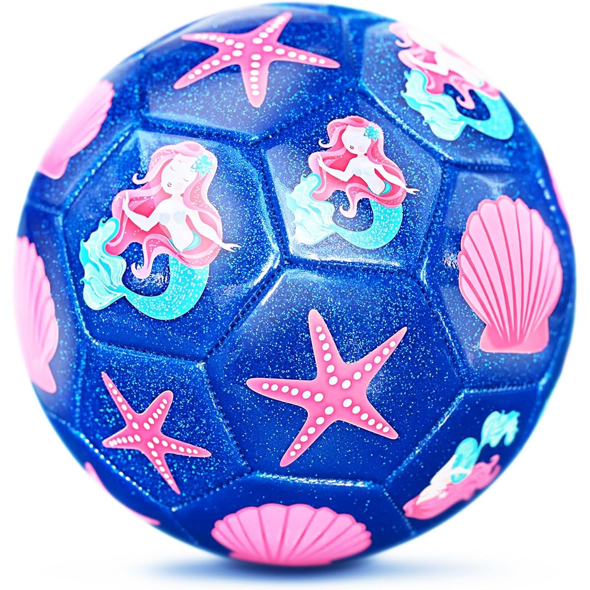 Champhox Size 3 Soccer Ball Sparkle Soccer Ball Size 3 Indoor Outdoor Sports Recreation Ball Girls Christmas Birthday Back to School (Mermaid)