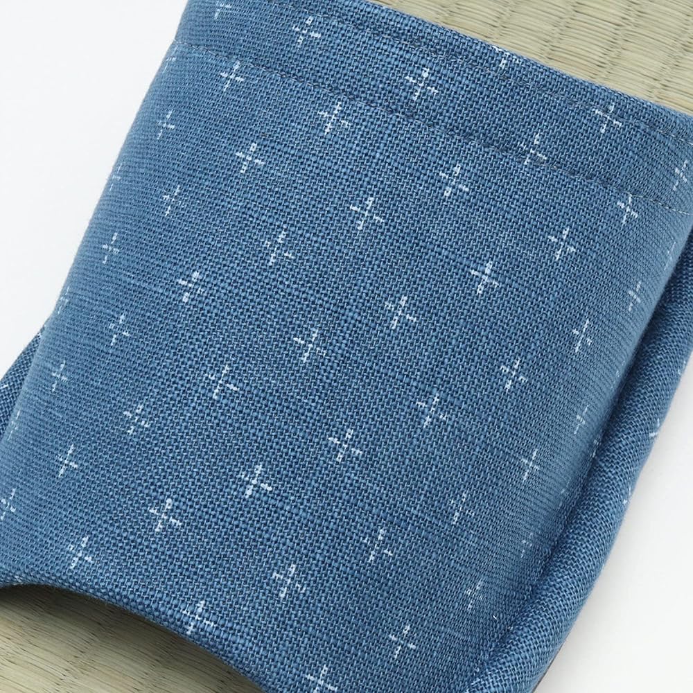 [Lifestyle] Made in Japan, Japanese Pattern, Cross Pattern, Mosquito Kasuri, Front-Open Tatami Medium Slippers, LL Size, Set of 2 [Kahoku Slippers, Hebei, Yamagata, Indoor Shoes, For Home Use] (Blue)