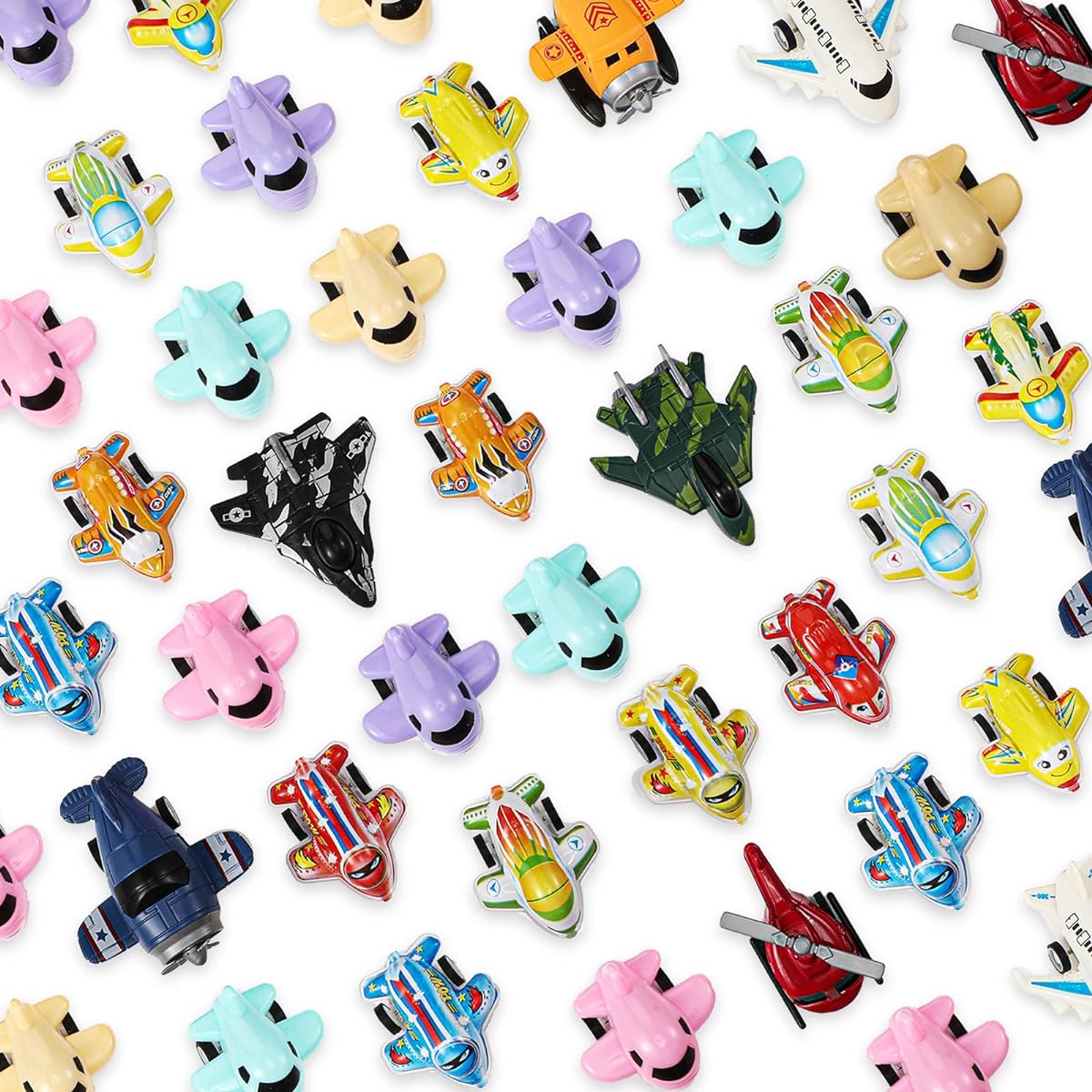 50pcs Small Plane Toys Mini Planes Treasure Chest Toys for Classroom Pull Back Planes Party Favors Fighter Jet Toys Helicopter Toy Planes Playset Figures for Birthday Gifts Goodie Bag Fillers