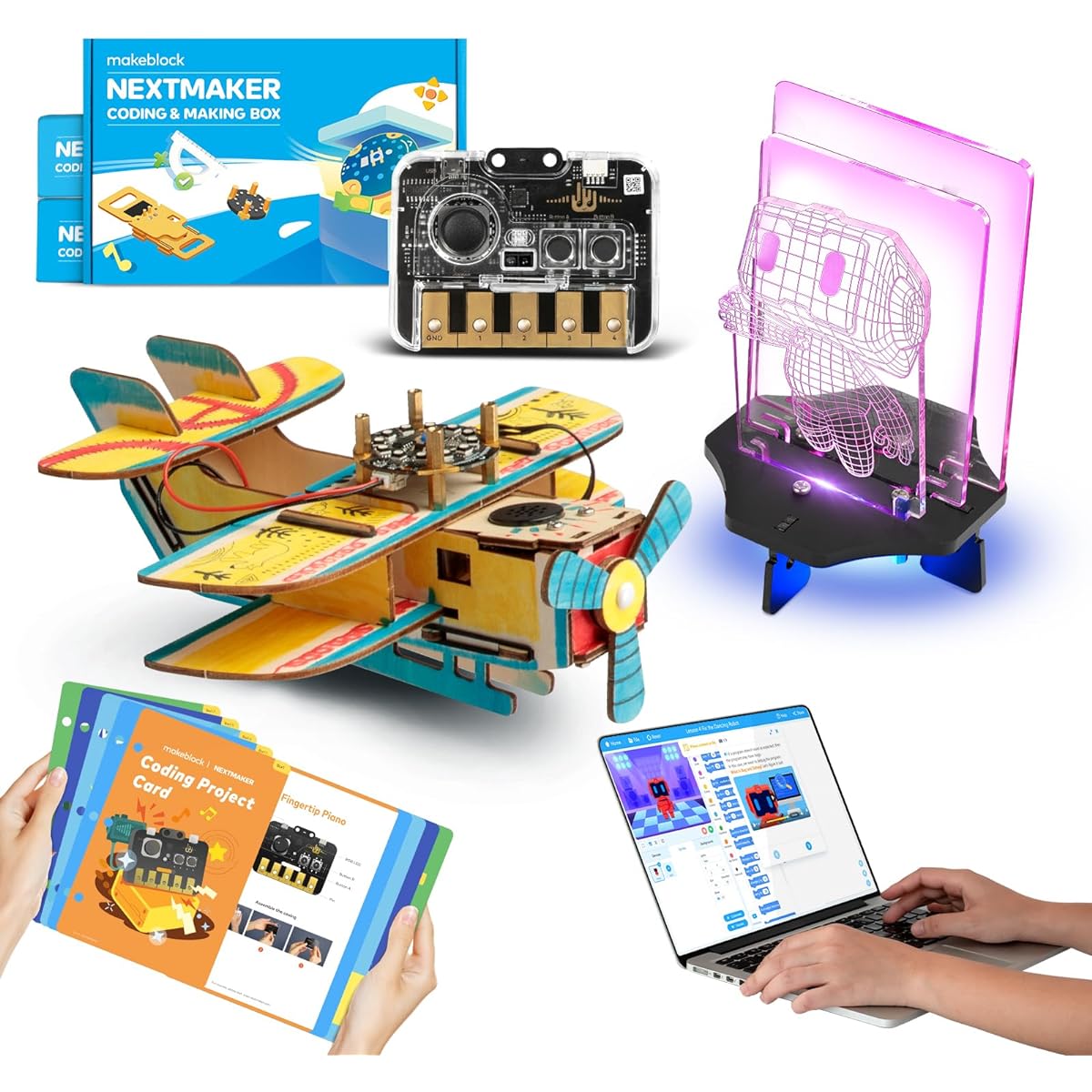 Makeblock Nextmaker 3-in-1 Toy Kit STEM Educational Coding Kit for 8-10 Year Old Kids STEM Toys Science Kits Coding Engineering Electronics Gifts for Kids