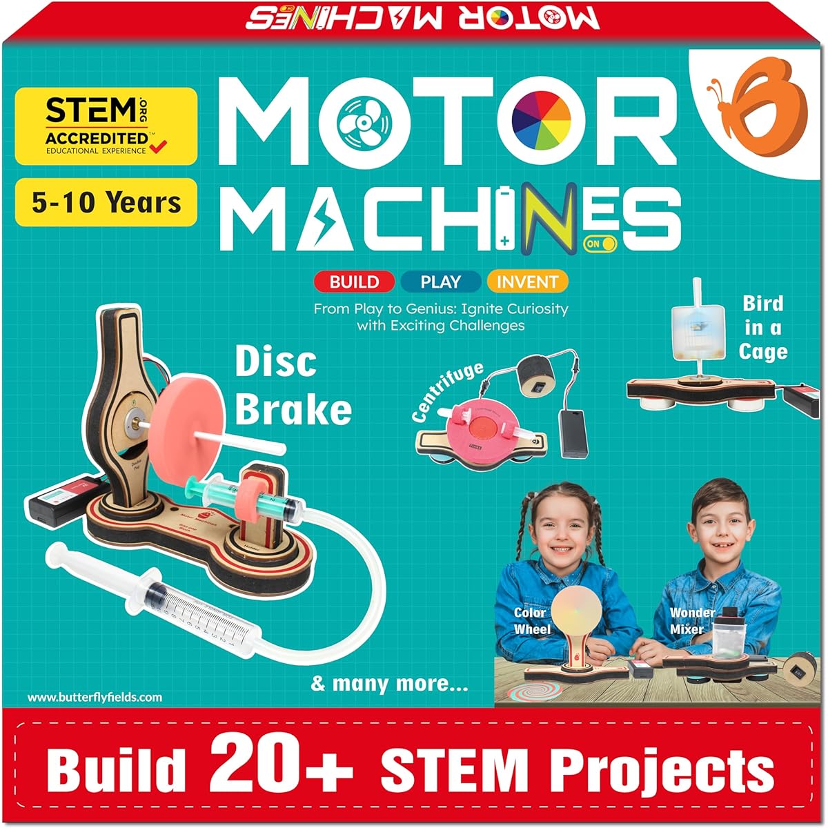 Butterfly EduFields Electric Motor Kit, Electronics Kit for Kids with 20+ Science Experiments, DIY STEM Education Science Learning Toys for Ages 6-10+, Boys and Girls