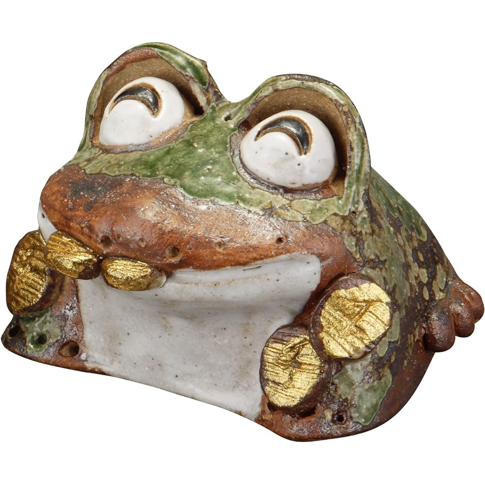 Shigaraki ware ornament with small frog (small) width 19 x depth 21 x height 13 cm 553-05