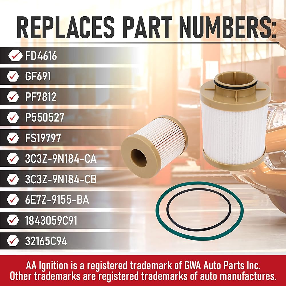 Replacement Fuel Filter - Ford - 2003-2007 - F250, F350, F450, F550 Super Duty, Excursion - FD4616, 3C3Z9N184CB - 6.0L V8 Diesel Upper Fuel Bowl and Lower Lifter Pump Filter Replacement