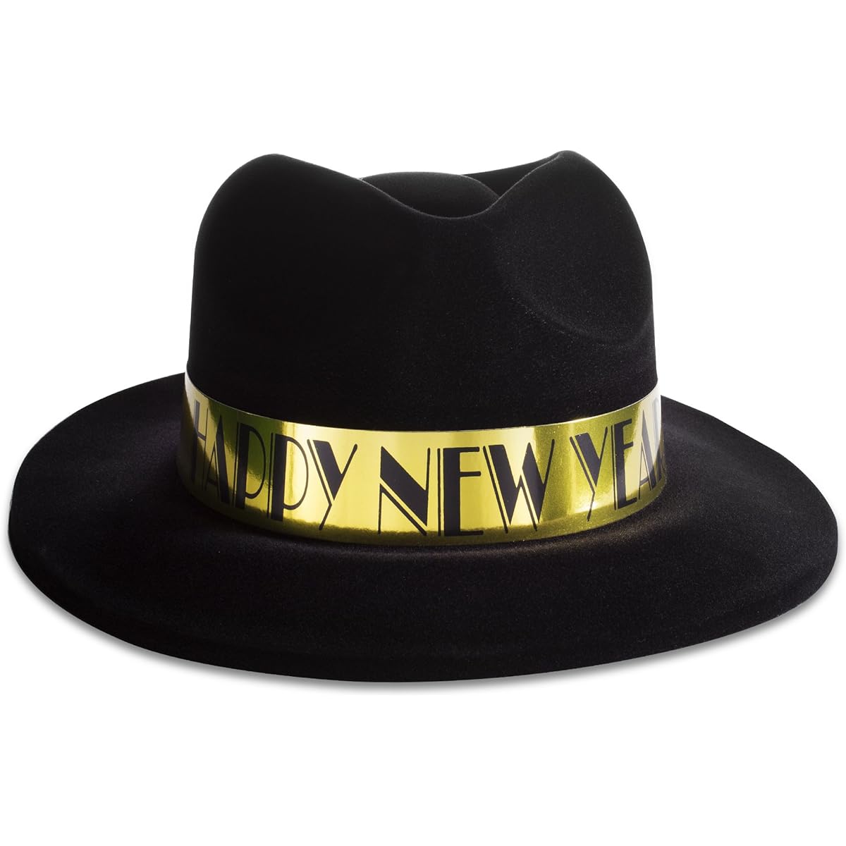 Windy City Novelties - Midnight Gold New Year NYE 2023 Party Kit for 50 People | 25 Velour Fedora Hats | 25 Tiaras | 50 Horns | 50 Streamers | New Year's Eve Party Favors New Year's Party Hats Celebration