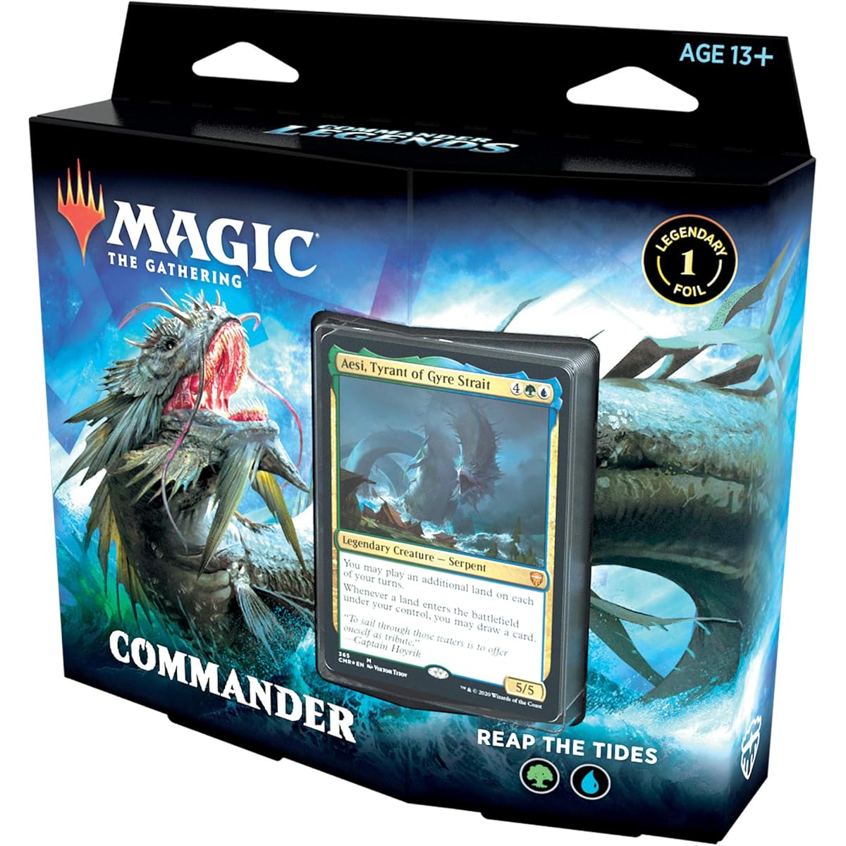 Magic: The Gathering Commander Legends Commander Deck - Splash the Tides | 100-Card Ready-to-Play Deck | 1 Foil Commander | Blue-Green