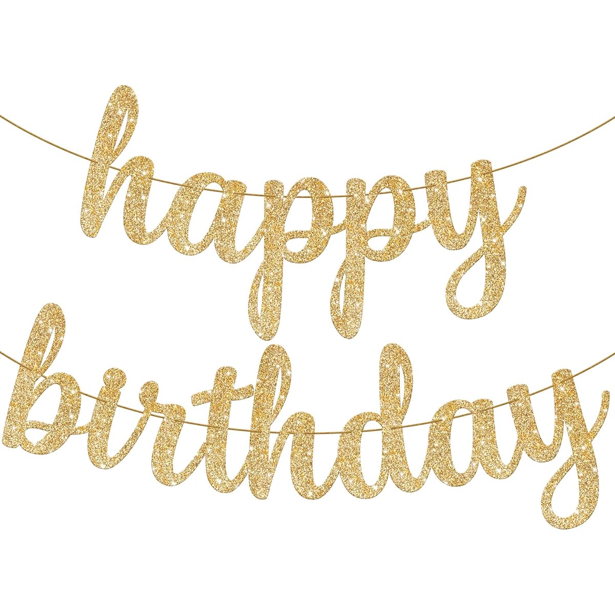 Gold Glitter Happy Birthday Banner