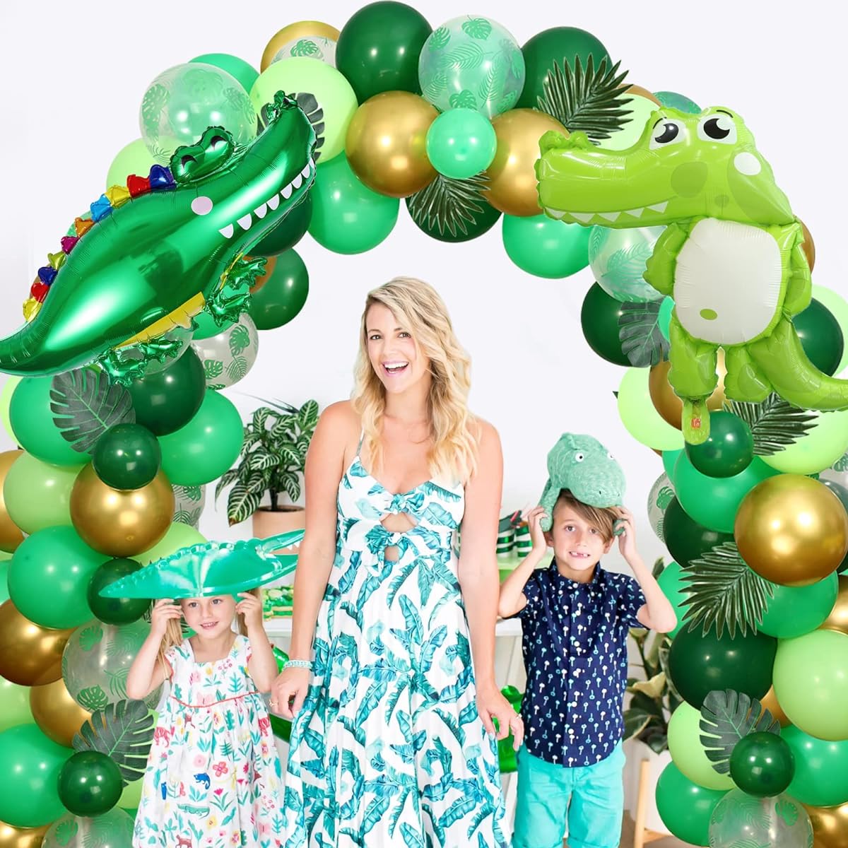 Alligator Birthday Party Decorations,Green Crocodile Balloons Arch Birthday Party for Kids,Alligator Party Supplies Balloons Cupcake Sign Happy Birthday Banner Cartoon Reptile Birthday Party