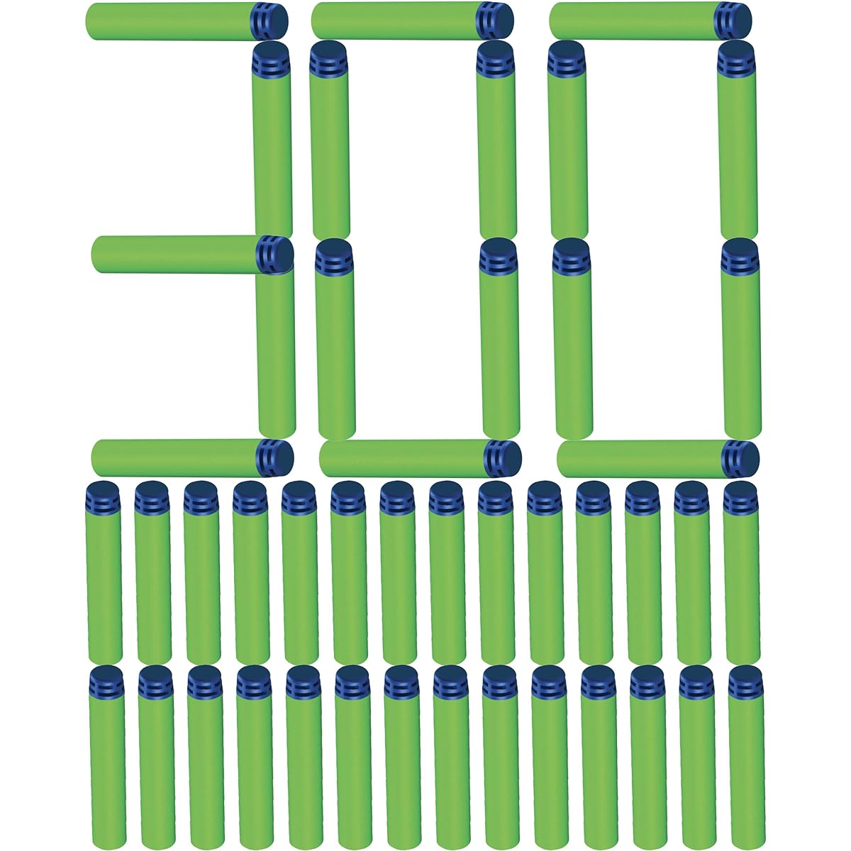 Prime Time Toys Dart Zone 300 Sureshot Waffle Tip Darts - Refill Pack for All Standard NERF Dart Blasters, 300 Count, Green