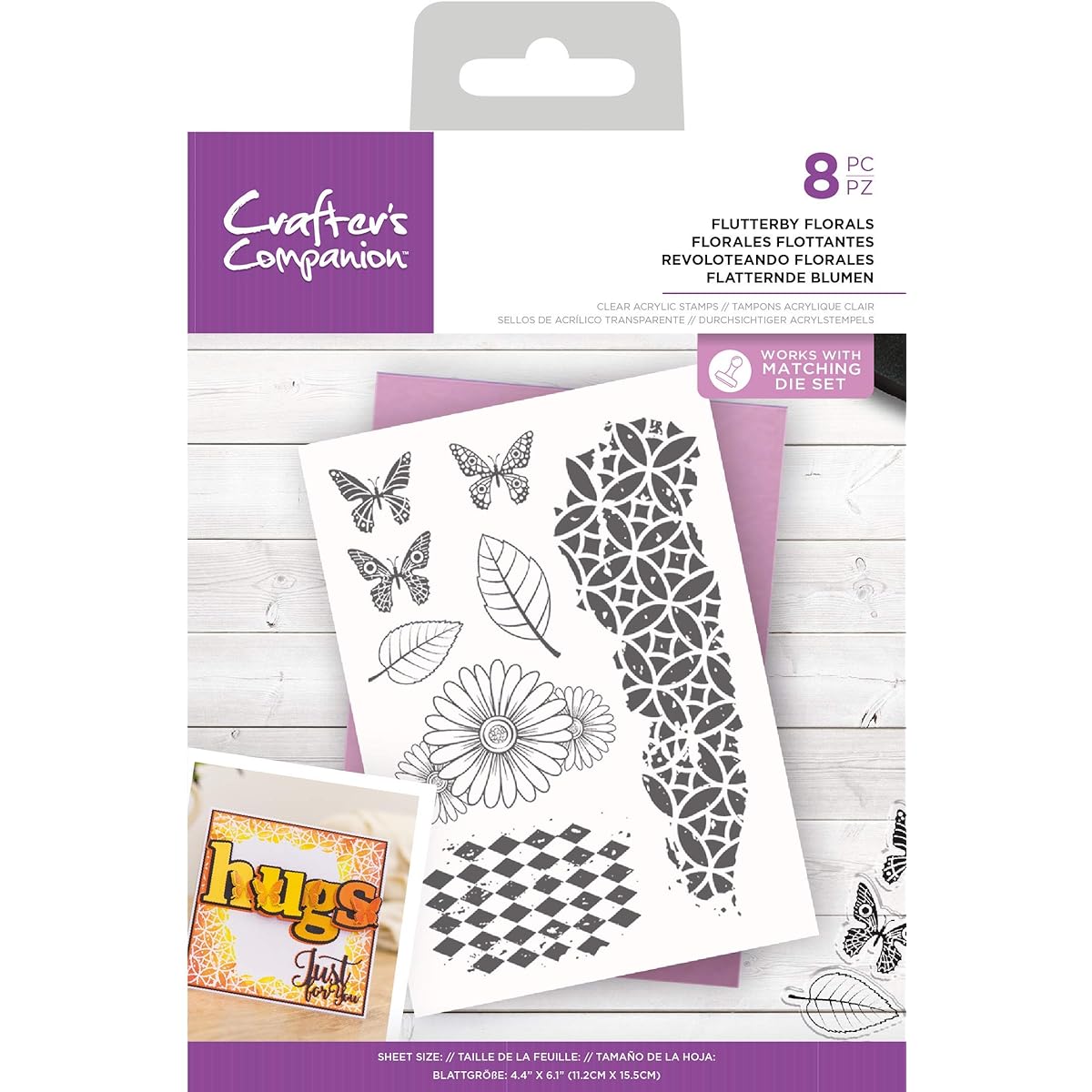 Crafter's Companion CC-CA-ST-FLUT Butterfly Alphabet Collection Clear Acrylic Stamps Flutterbee Floral One Size