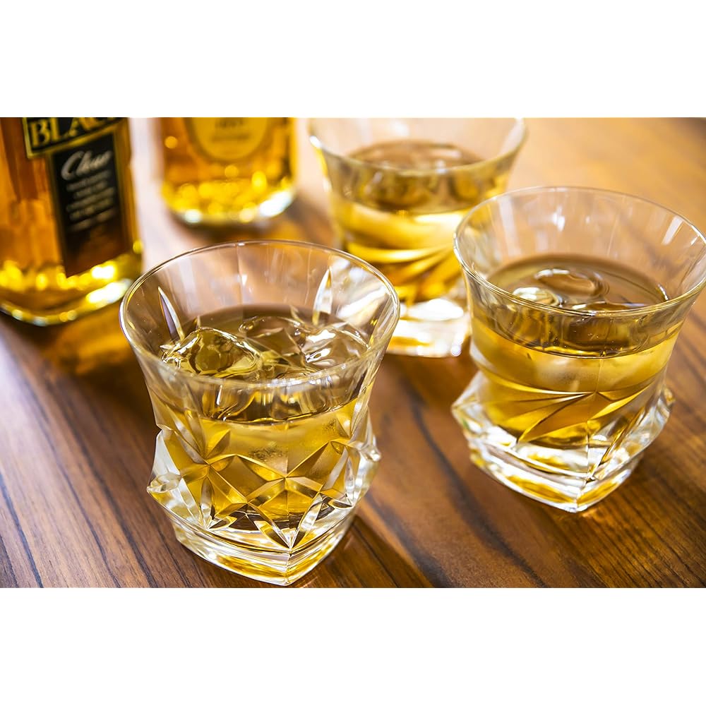 Yoshitani Glass Bohemia Glass Dynamic Pair Rocks Glass Clear Approx. 300ml x 2 CZ-74-2 2 pieces