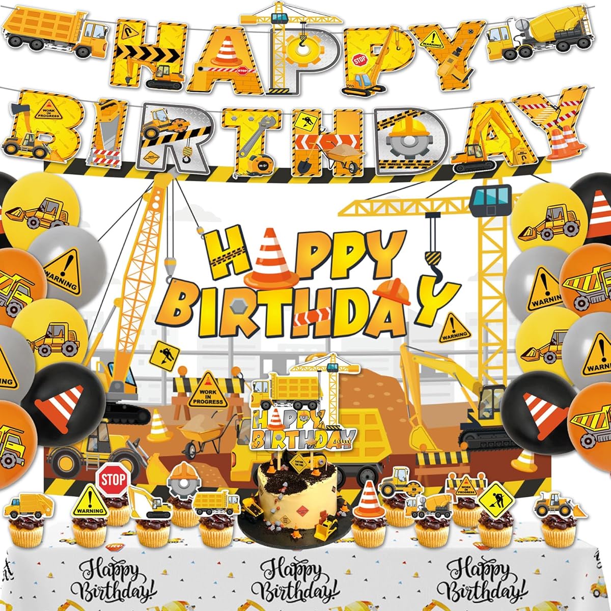 Construction Birthday Party Supplies Construction Party Decorations with Balloons