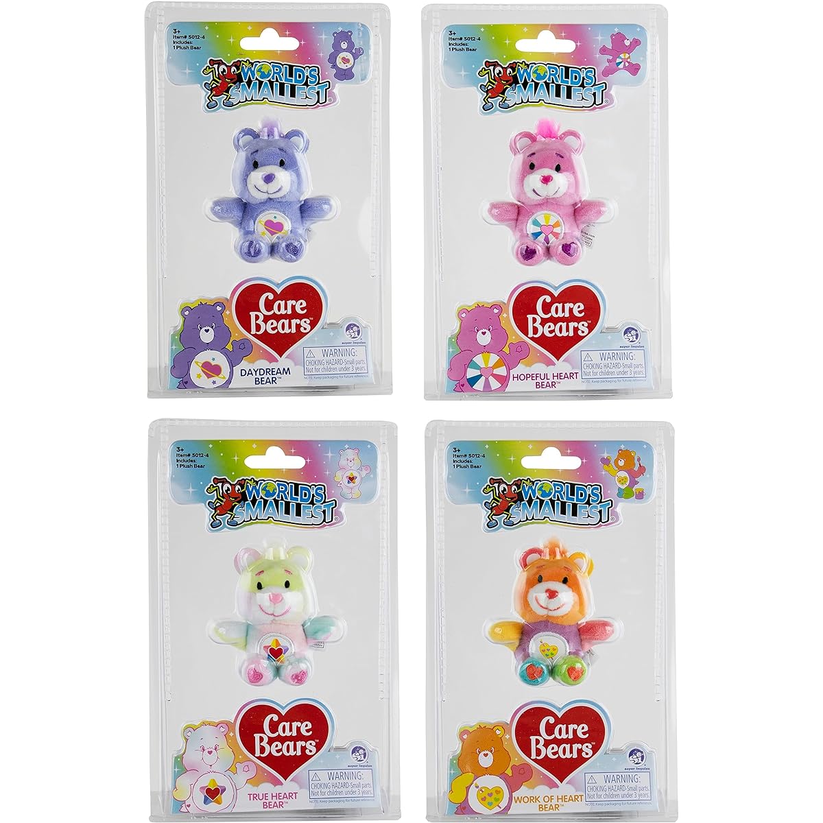 Worlds Smallest Care Bears Series 4 Bundle Set of 4 - Heart Bear Work - Daydream Bear - True Heart Bear - Hopeful Heart Bear