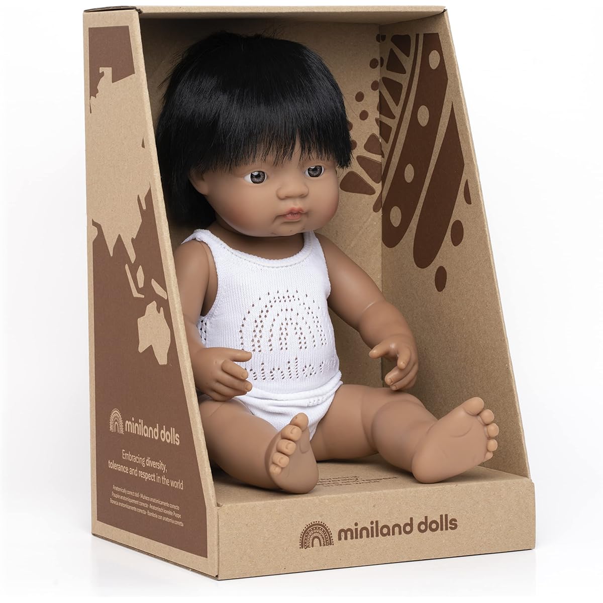 Miniland Educational 31157 Baby doll latinamerican boy (40 cm- 15 6/8'')Case