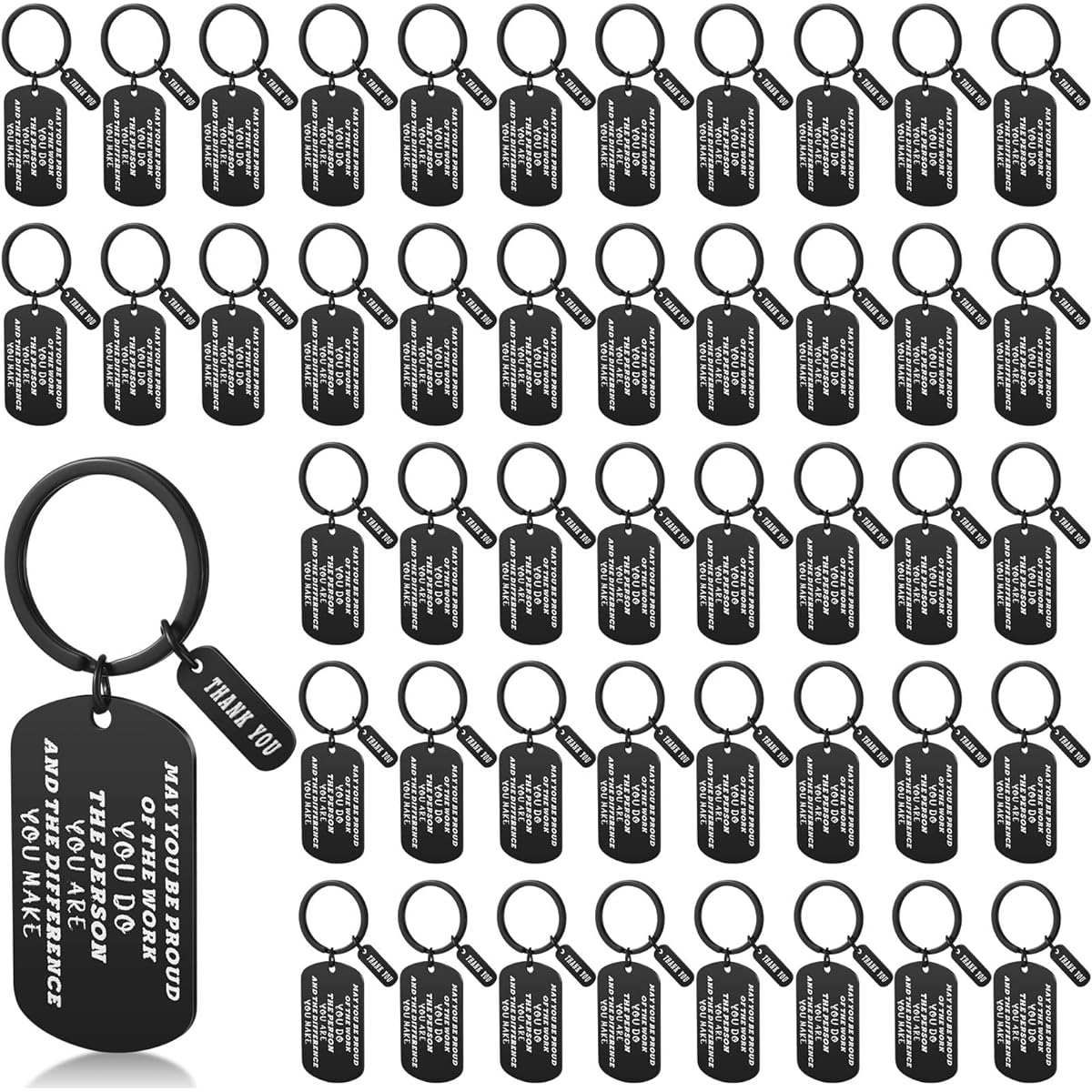 Equsion 50 Pcs Teacher Appreciation Gifts, Gratitude Keychains, Bulk Pack for Women, Men, Coworkers, Employees, Nurses, Workers, Teams, Black, One Size