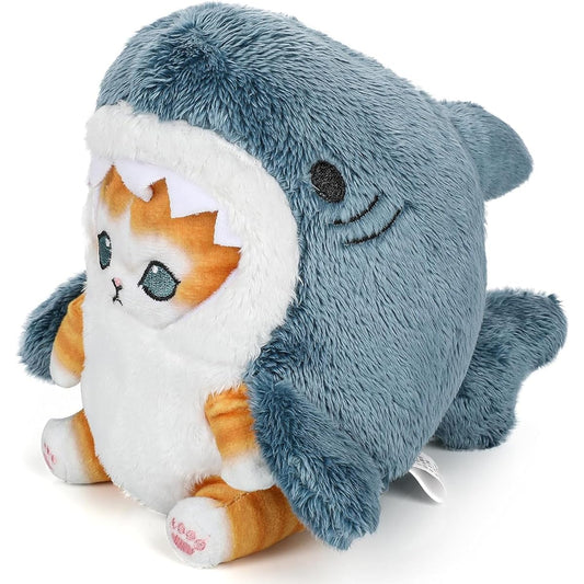 Voiulp 8 Inch Cute Shark Cat Plush Toy Soft Shark Cat Stuffed Animal Doll Pillow Birthday Kids Boys Girls Home Sofa Decor