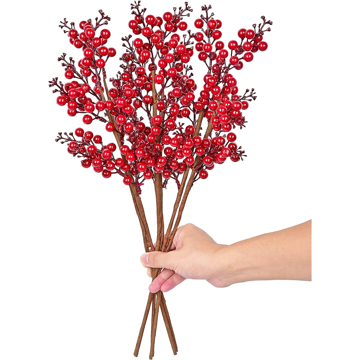 LSKYTOP Berry Branches Artificial Red Berry Stems 4pcs - 18inch Christmas Holly Berry Christmas Tree Decoration Craft Embellishment