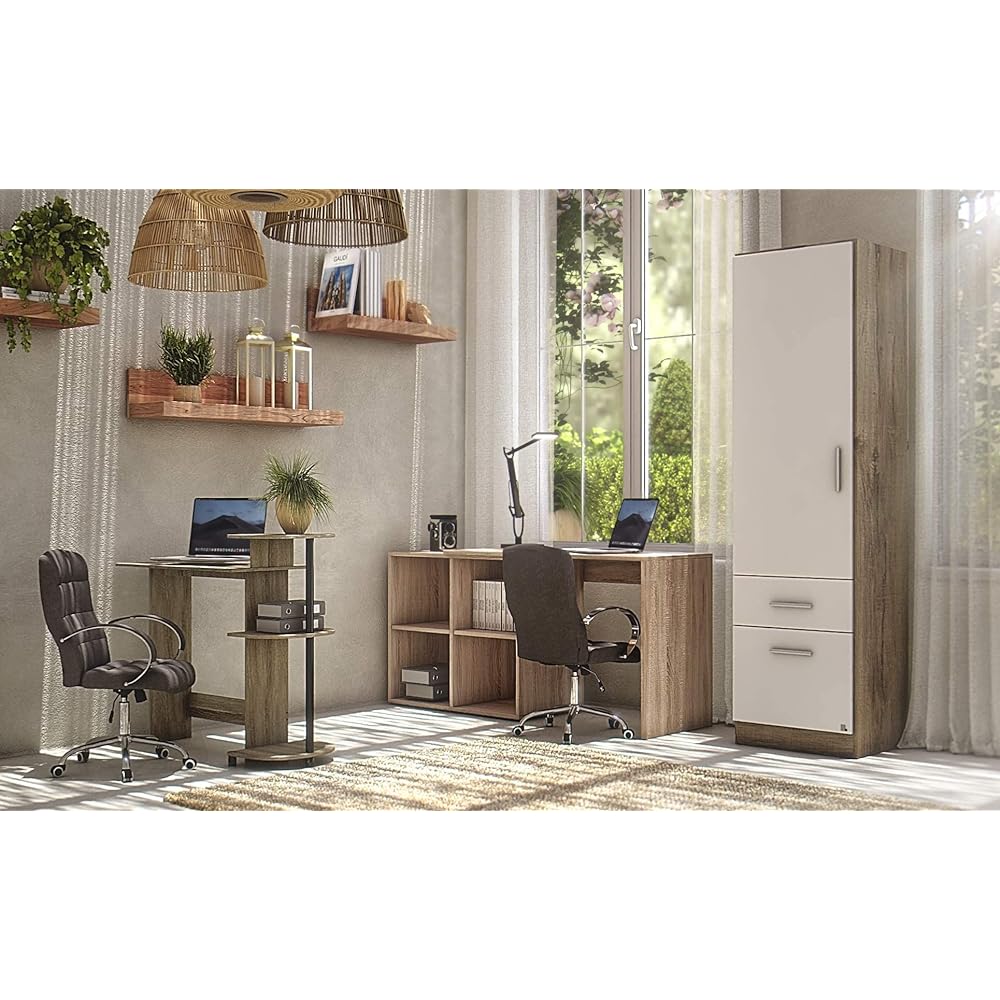 Furinno Compact Computer Desk with Shelf Color: French Oak Gray/Black