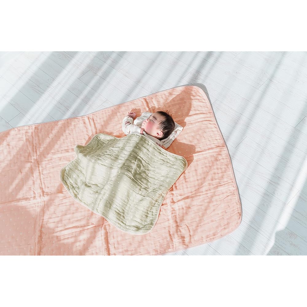 angerolux towel blanket nap blanket swaddle star 6-layer gauze blanket [Made in Japan] Pale pink L