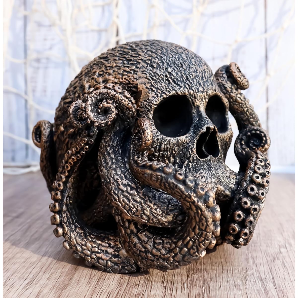 Ebros Gift Mythical Mythical Cthulhu Monster Octopus Tentacle Skull Figurine 7" Long Aquatic Alien Deep Ocean Sea Creature Legendary Kraken Decorative Skull Cranium Ozsally Macabre Accents