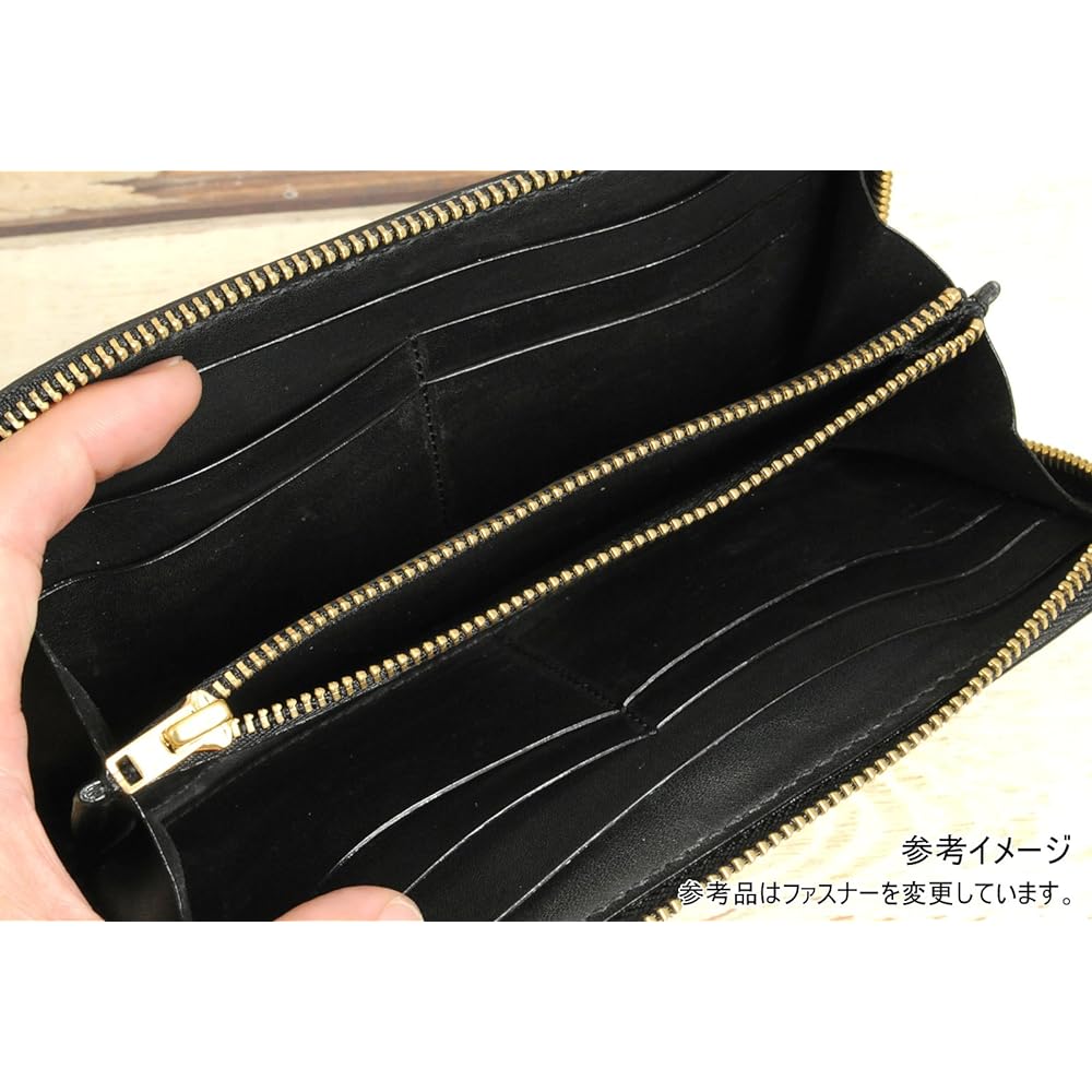 LeatherCraft.jp LC M Round Zipper Long Wallet Kit Saddle Leather Standard Black