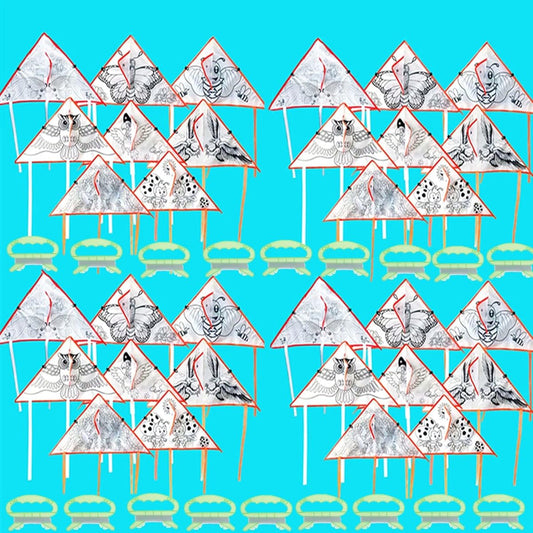 20 Pieces DIY Color Filled Kite Kids Kite Making Kit Bulk Painting Kite Decorating Coloring Kite Party Pack Colorful Life Kite for Kids & Adults Super Easy to Fly Kites for Beginners 10