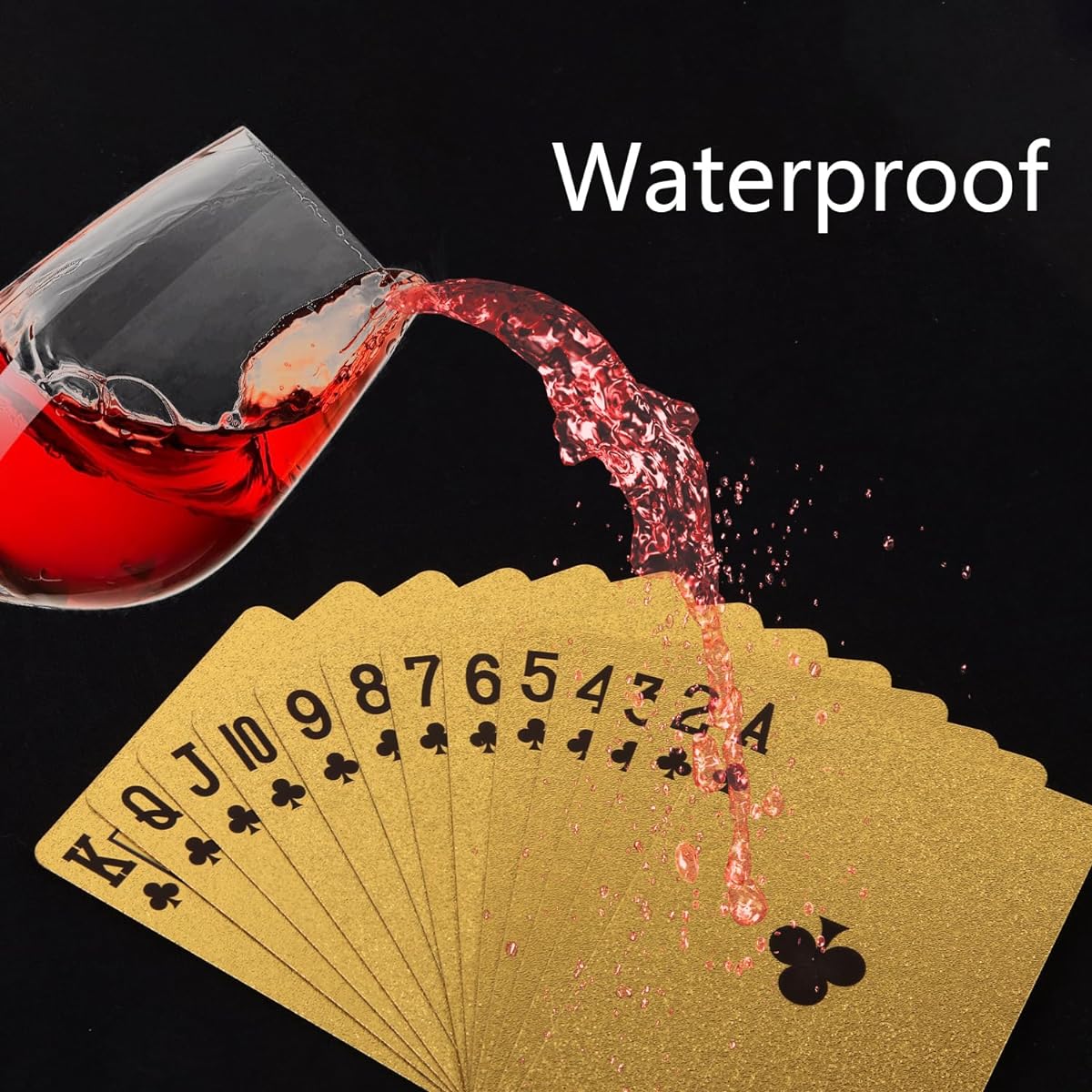 VIJIV Luxury Gold Poker Playing Cards Deck Waterproof Plastic Foil 1920 Gatsby Party Decor Game Gift for Adults 2 Pieces