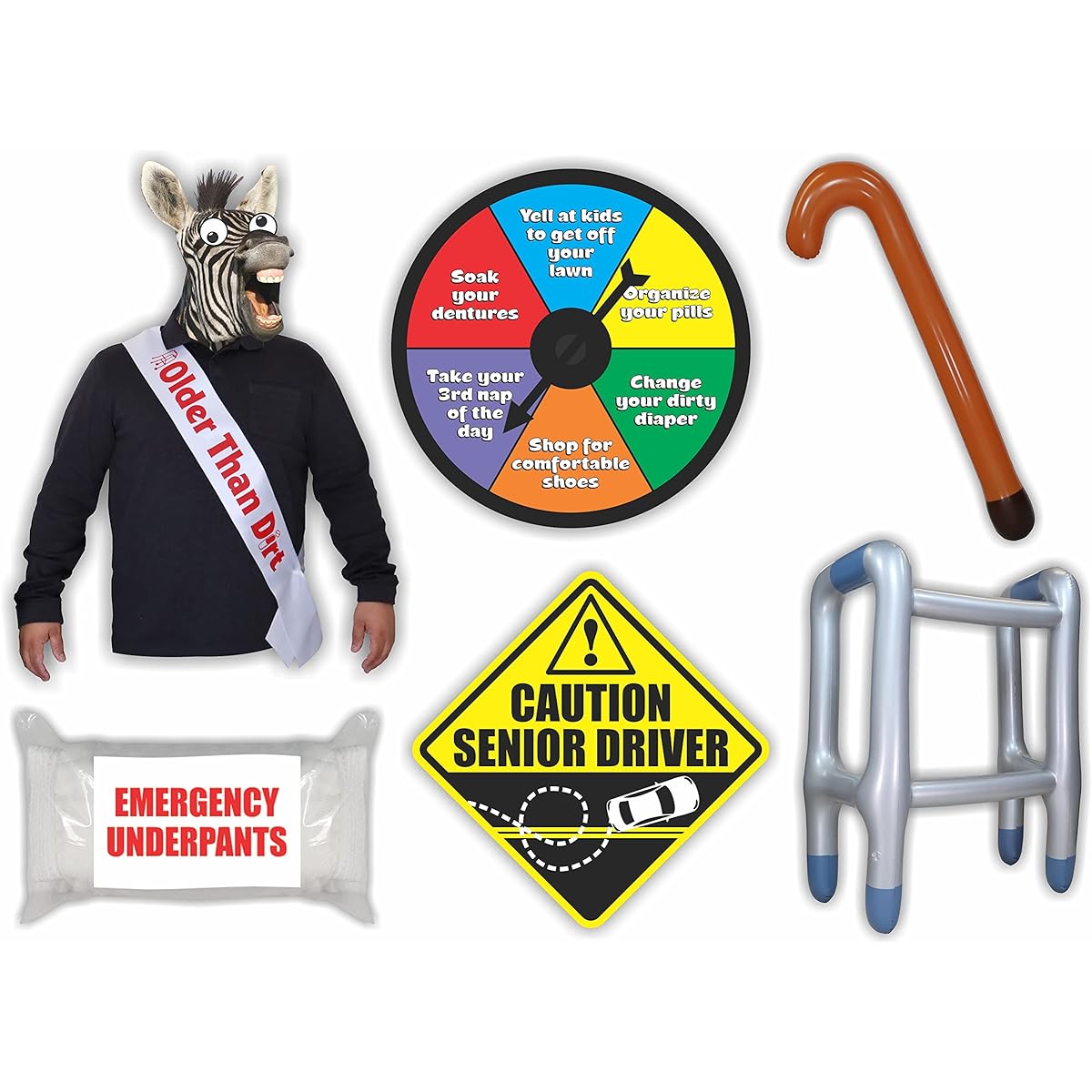 Larkmo Funny Prank Gag Kit Set for 1 Year Old Dad, Mom, Grandma, Grandpa, Men, Women, Teenagers These Over Hill Retirement Jokes are fun to play on April Fool's Day or at home or in the office.