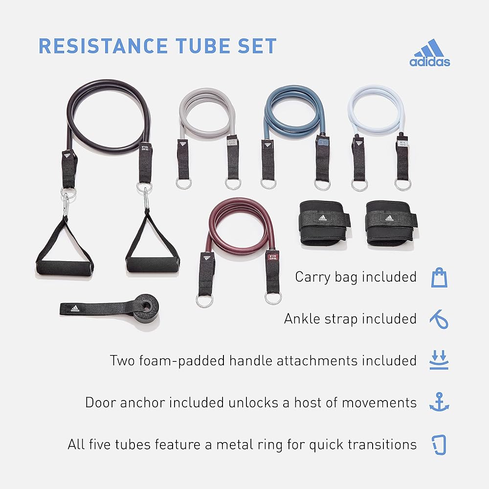 [Released in January 2023] Adidas Resistance Tube Set (Door Anchor, Ankle Strap Included) ADTB-10507