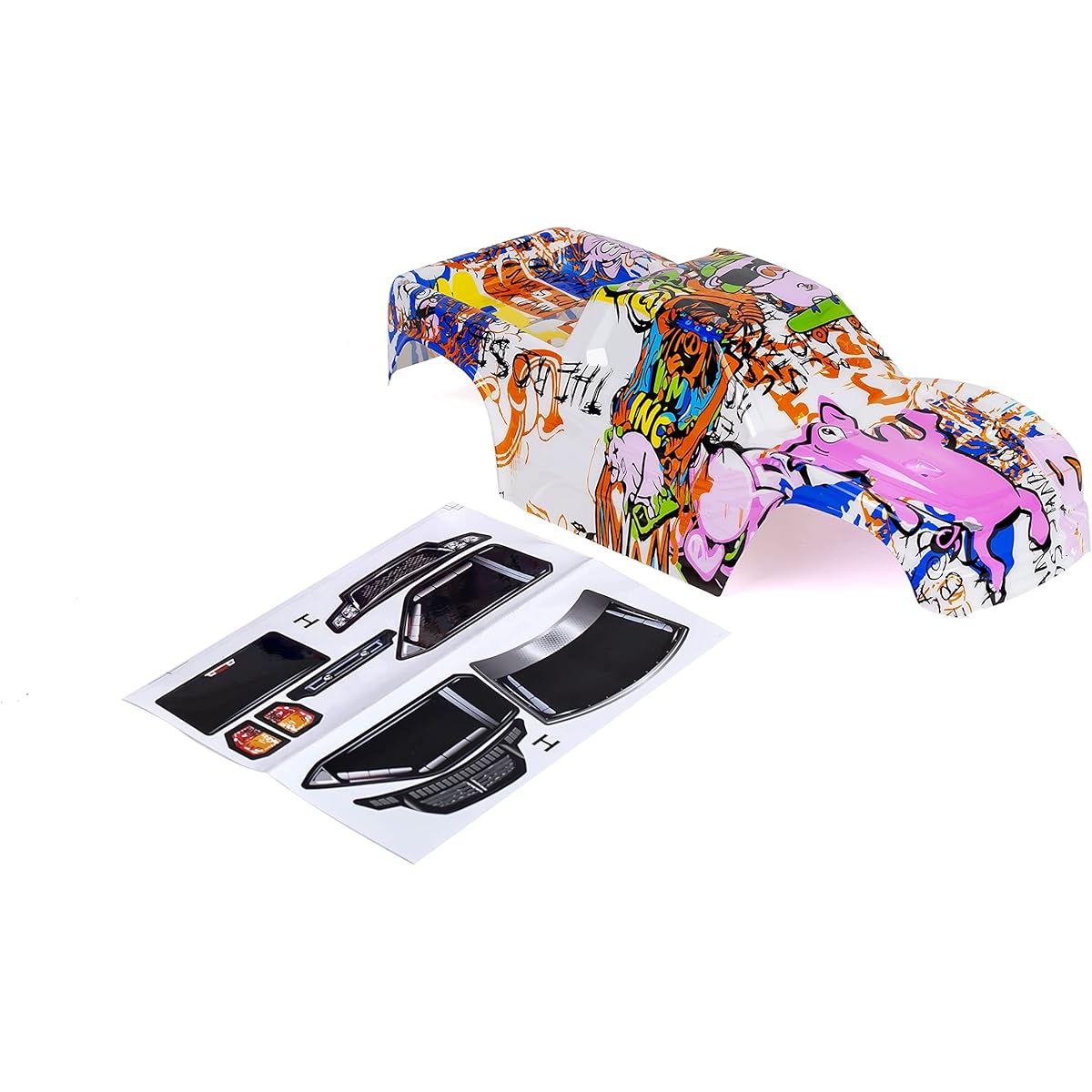 Custom Body Graffiti Pink Pig Style Traxxas Hoss 4X4 VXL 3S 4WD Truck Shell Cover (Truck Not Included) H-PIG-01