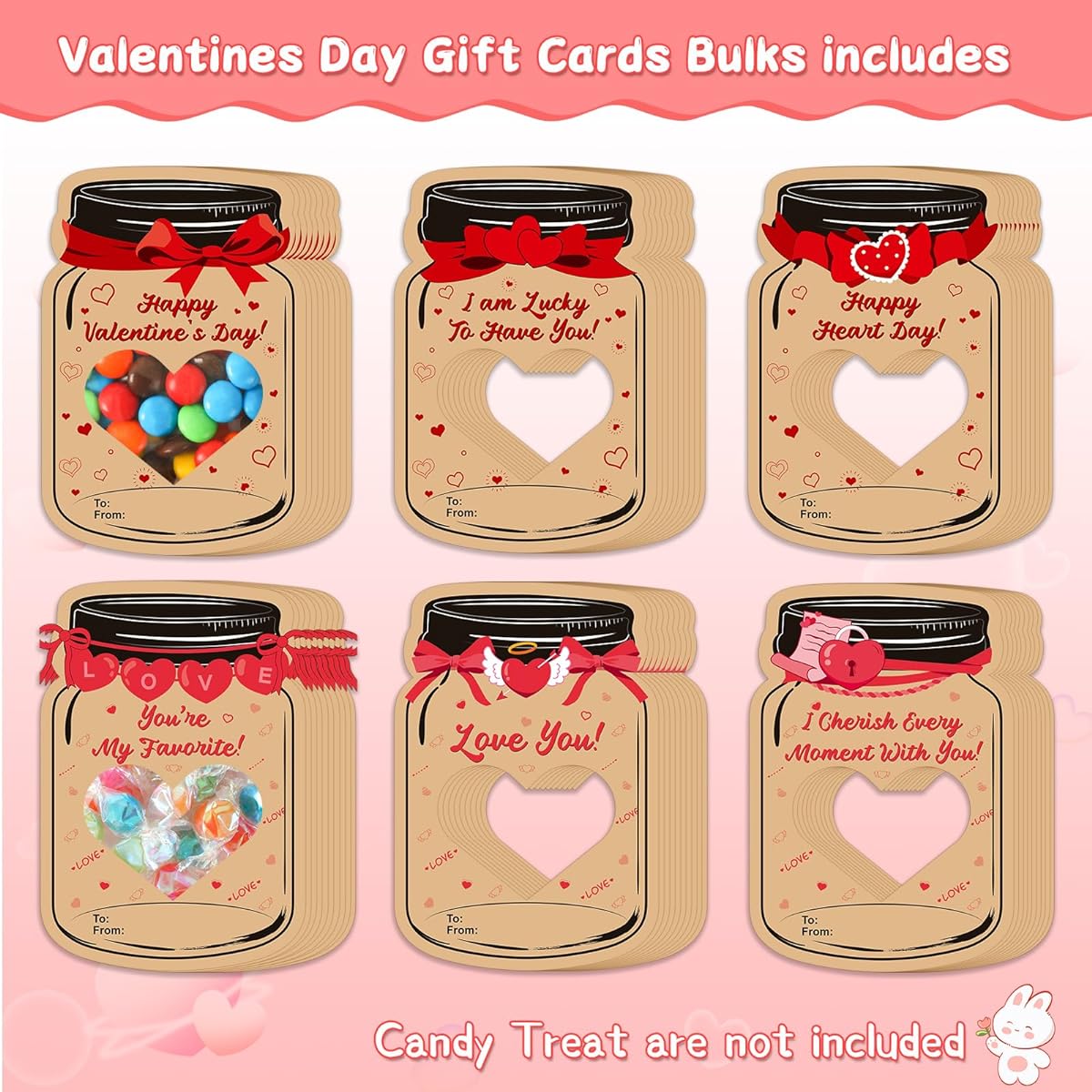 AUGSUN Valentine Gift Cards for Kids, 60 Pack Valentine Classroom Exchange Cards School Supplies for Boys Girls School Lesson Party Favors Valentine Crafts for Kids (Candy Not Included)