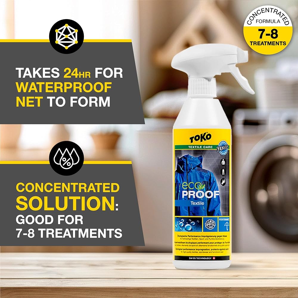 TOKO Water Repellent Spray for Skiing, Snowboarding, Mountain Climbing, Outerwear and Rainwear, Eco Textile Proof, Silicone Contains