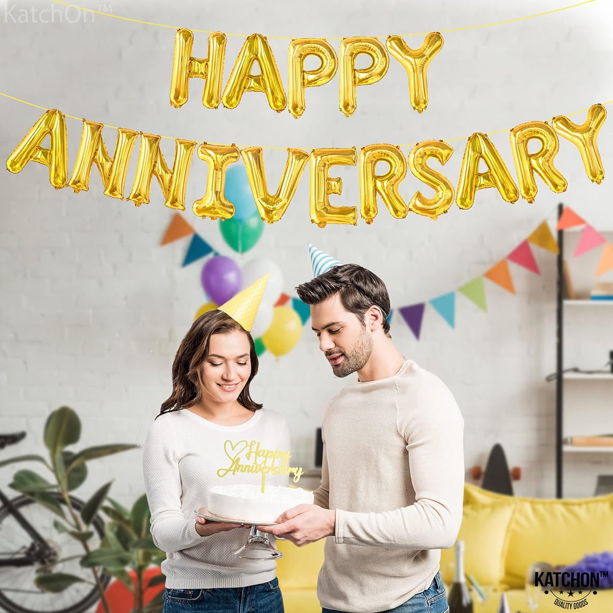 Happy Anniversary foil balloon, gold