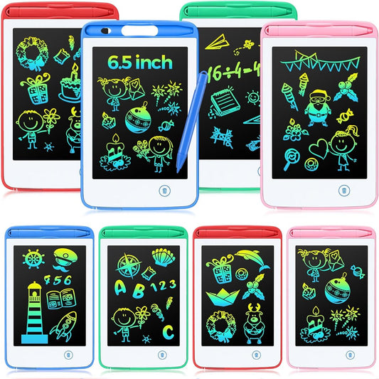 8PCS LCD Writing Tablet 6.5 Inch Colorful Drawing Board Educational Kids Doodle Pad Drawing Board Graffiti Board for Seniors 3-6 Girls Boys Office Gifts Drawing Board (Green, Pink, Blue, Red)