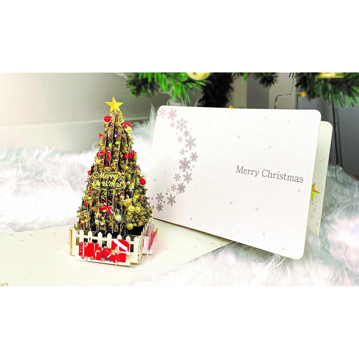 Christmas Tree Pop Up Christmas Cards with Envelope and Message Tag, Christmas Tree Cards for Kids, 3D Pop Up Greeting Cards, Merry Christmas Cards for Holidays, Christmas, New Year (Red Concept)
