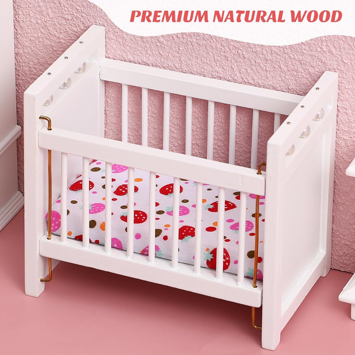 NUOBESTY Dollhouse Miniature Furniture Mini Crib Doll Cradle Doll Decoration Mini Crib Crib Cradle Miniature Dollhouse Party Kit