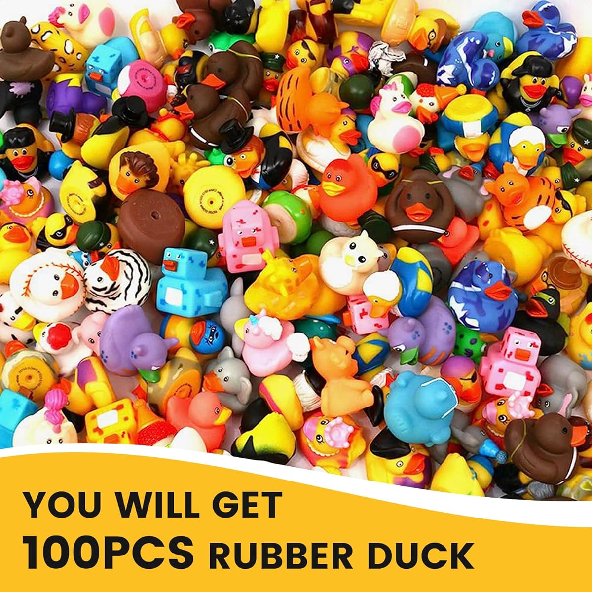 BOZILY Rubber Ducks 100 Pack Bulk, BOZILY Rubber Ducks Jeep Ducks for Ducking Rubber Ducks Bulk Shower Swimming Bath Toys (100 Pack)