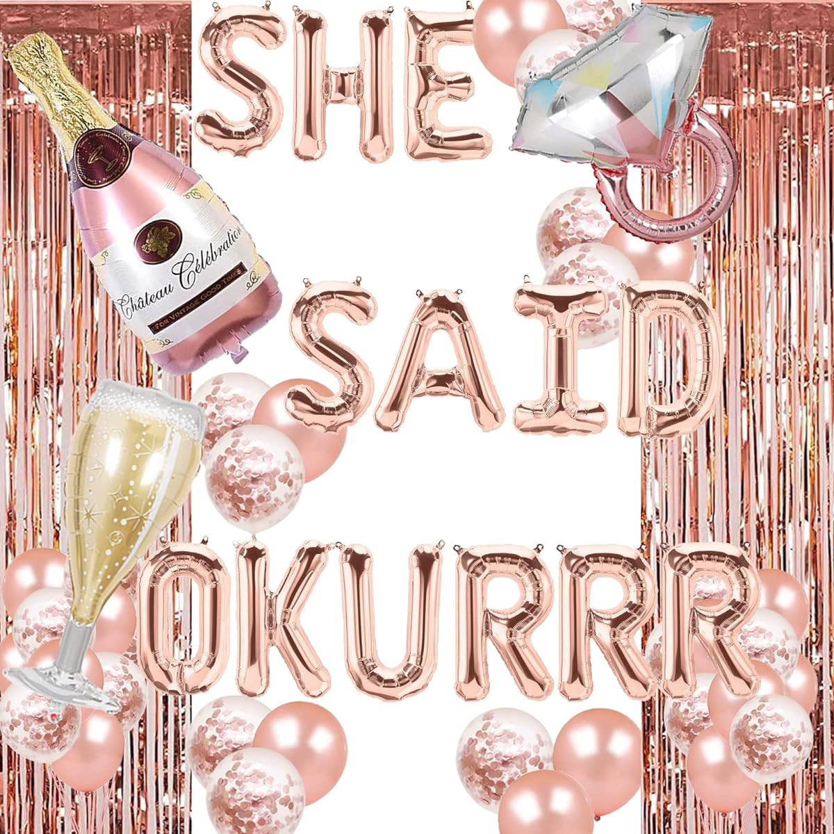 She Said Okurrr Balloons Rose Gold She Said Yaaas Bachelorette Party Banner Bride To Be/We are Engaging/Bridal Shower/Just Married/Hen Party/Engagement Theme Bachelorette Party Supplies Decorations