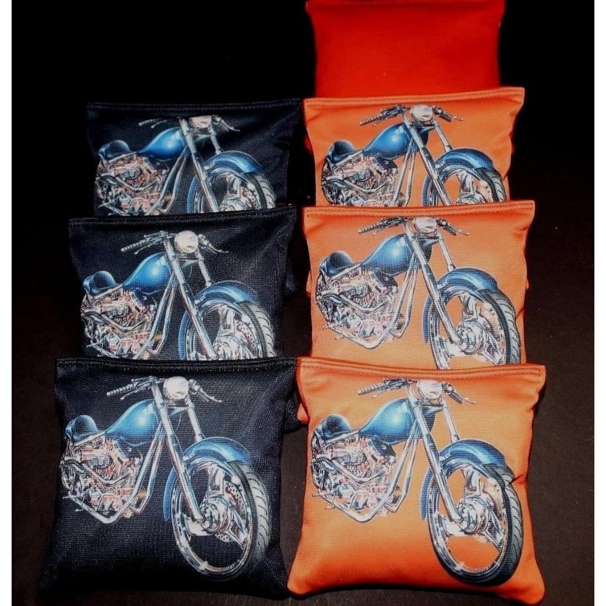 Motorcycle Lovers Harley Fan Orange BLK 8 ACA Regulation Cornhole Bean Bag B302