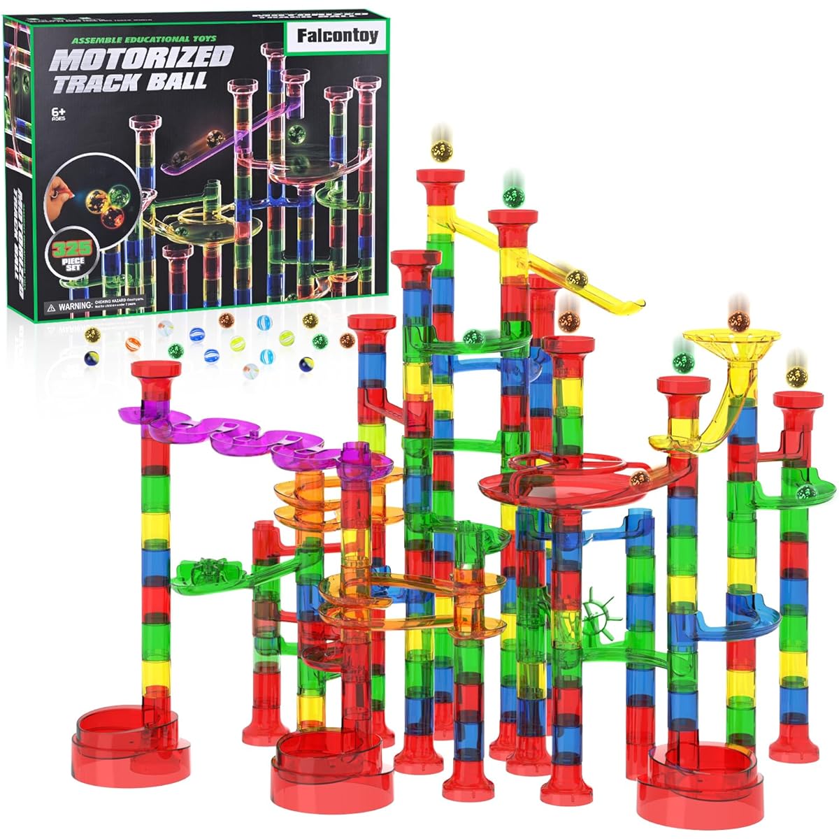 Marble Run Race Coaster Set Marble Run Railway Toy [ 325 Pieces ] Construction Toys Building Blocks Set Marble Run Race Coaster Maze Toy for Kids