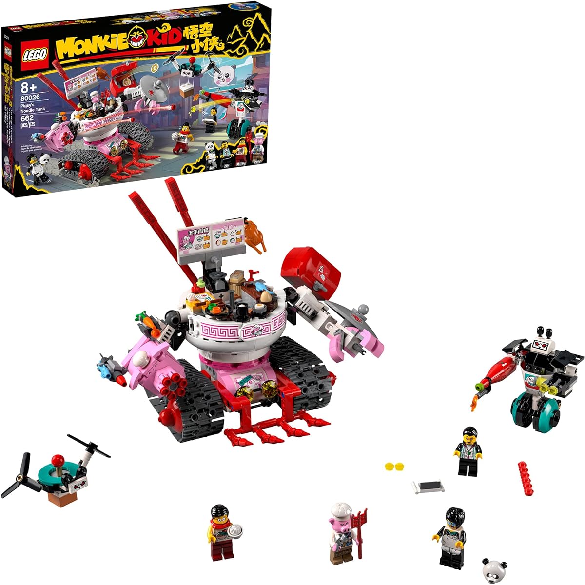 LEGO Monkie Kid Pigsy's Noodle Tank 80026 Building Kit Cool Toy Playset Ideas for Creative Kids (662 Pieces)
