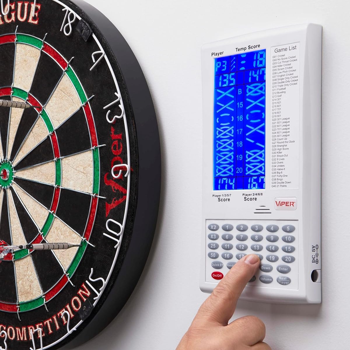 Viper ProScore Digital Darts Scoreboard Electronic Dartboard Scoreboard for up to 8 Players, 40 Games, 655 Game Options, Includes Cricket and X01