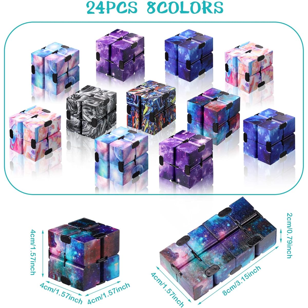 24 Pieces Cube Toy Perception Fidget Toy Cube Toy Perception Handheld Fidget Block Fidget Game Finger Cube Gadget Gift Adult Anxiety Stress Relief Starry Sky Style