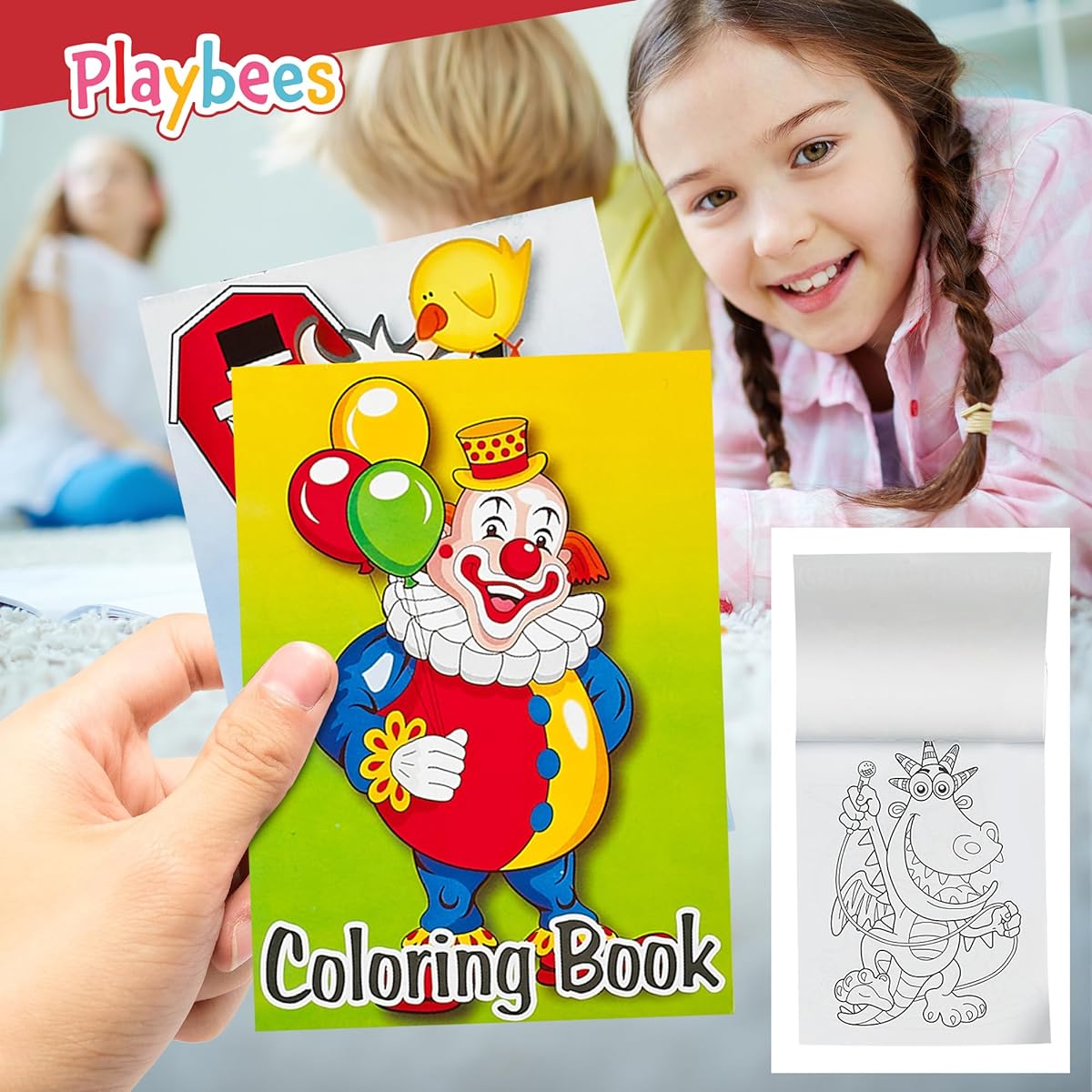 Playbees Mini Coloring Book - 12 Activity Sheets - 6 Pages Each - Educational Tools School Supplies - Portable Party Favors, Sensory Tools, Enhance Concentration, Creativity - Ages 3+